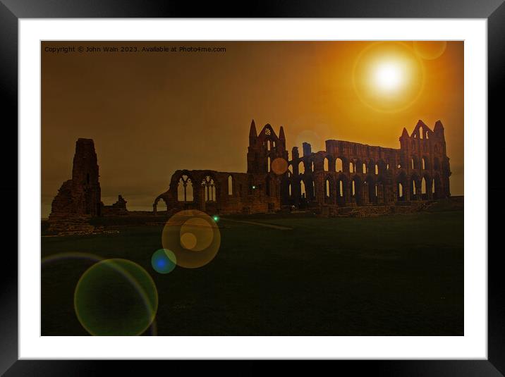 Whitby Abbey  at sunset (Digital Art) Framed Mounted Print by John Wain