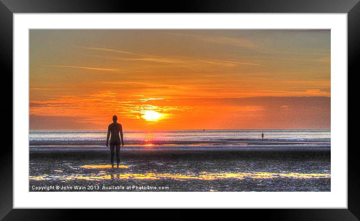 Sunset on Crosby Beach Framed Mounted Print by John Wain