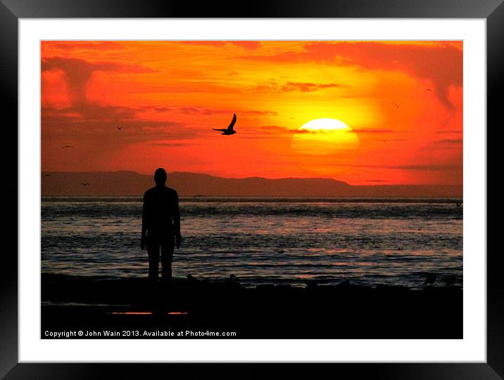 Bird watching on the beach Framed Mounted Print by John Wain