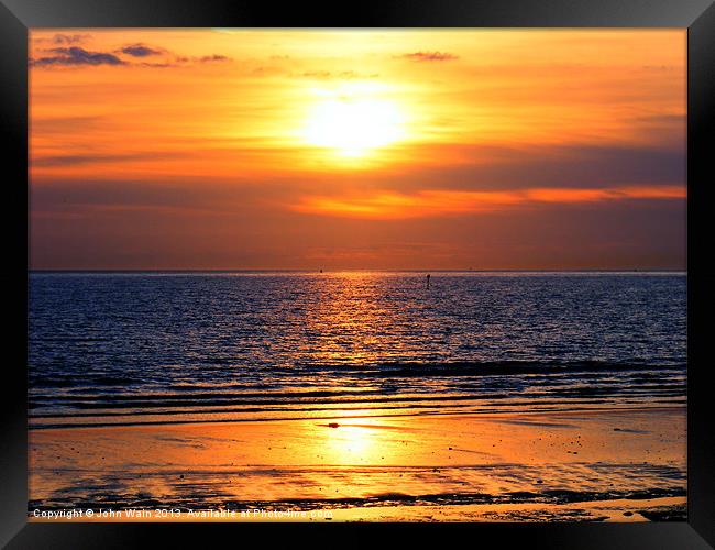 Irish Sea Sunset Framed Print by John Wain