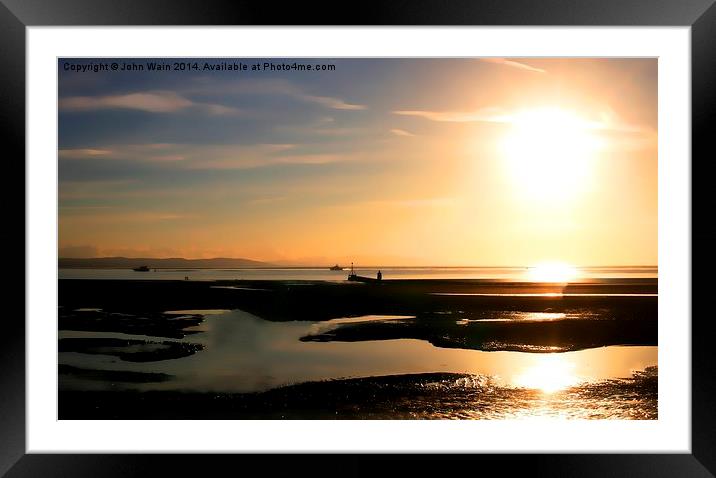 Fishermen Returning Home Framed Mounted Print by John Wain