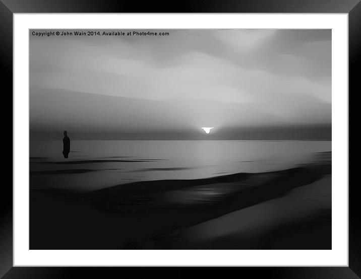 Iron Sunset in Monochrome Framed Mounted Print by John Wain