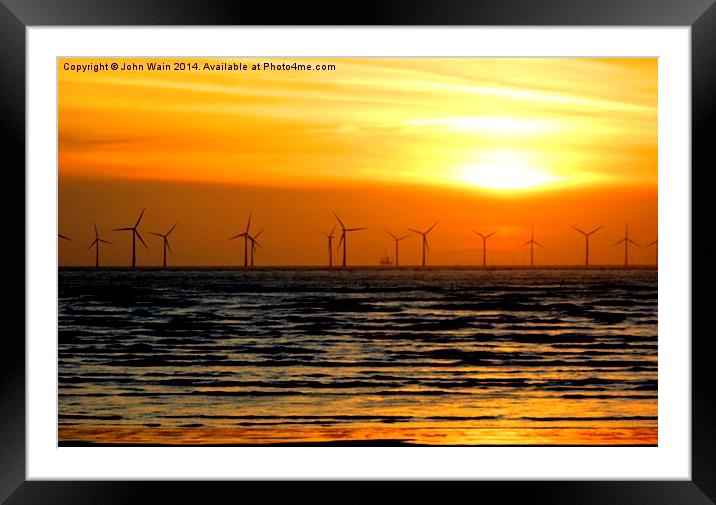 Sunset in Liverpool Bay Framed Mounted Print by John Wain