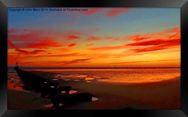 Crosby Pier at Sunset. Framed Print by John Wain