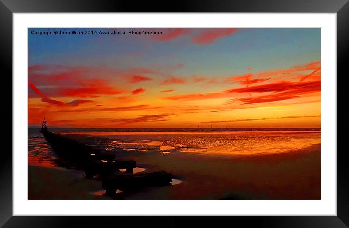 Crosby Pier at Sunset. Framed Mounted Print by John Wain