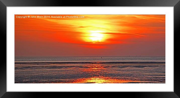 Sunset in the Irish Sea Framed Mounted Print by John Wain