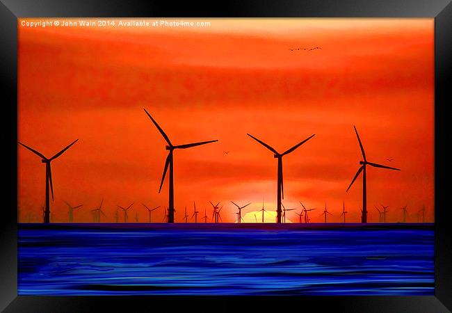Windmills in the Sea. Framed Print by John Wain