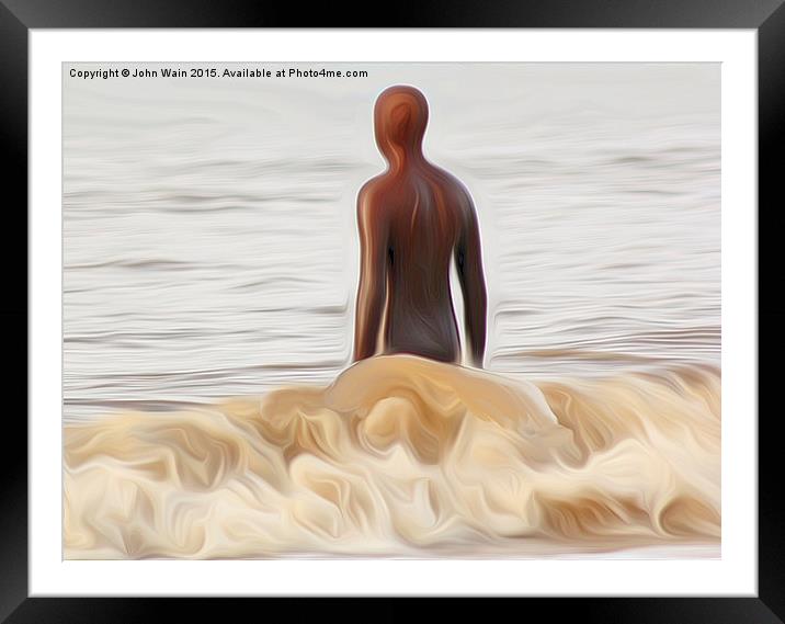 Gormley Iron Man in the Surf Framed Mounted Print by John Wain