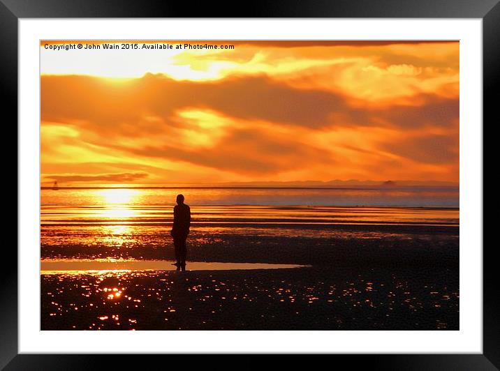 Gormley Iron Man Framed Mounted Print by John Wain