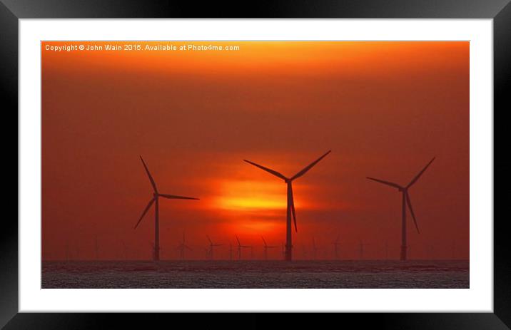 Wind Farm at Sunset Framed Mounted Print by John Wain