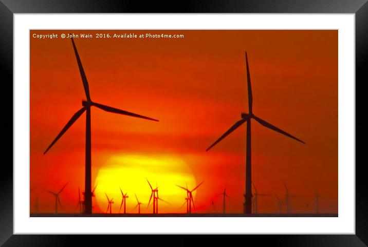 Windmills in the Sun Framed Mounted Print by John Wain