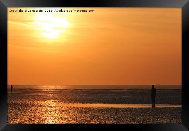 Gormley Men on the beach Framed Print by John Wain