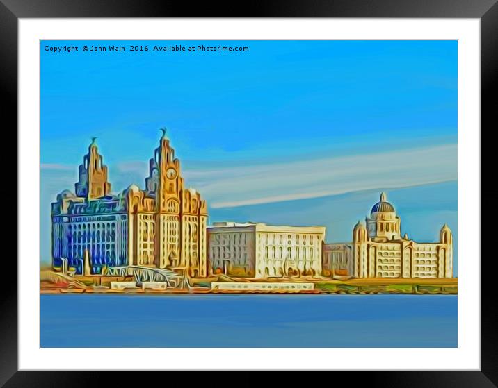 Liverpool 3 Graces (Digital Art) Framed Mounted Print by John Wain