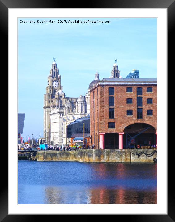 Royal Albert Dock And the 3 Graces Framed Mounted Print by John Wain