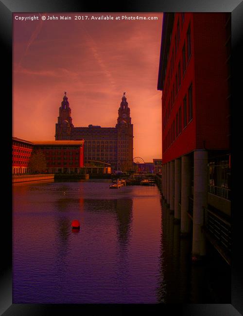 Liver Building from the Princes Dock Framed Print by John Wain