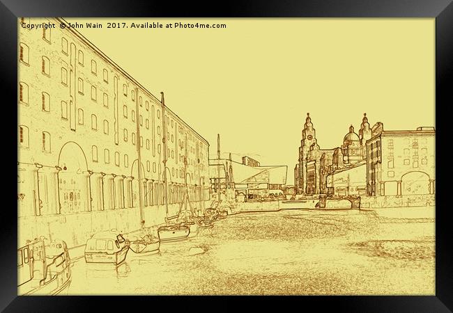 Royal Albert Dock, Liverpool (Digital Art) Framed Print by John Wain