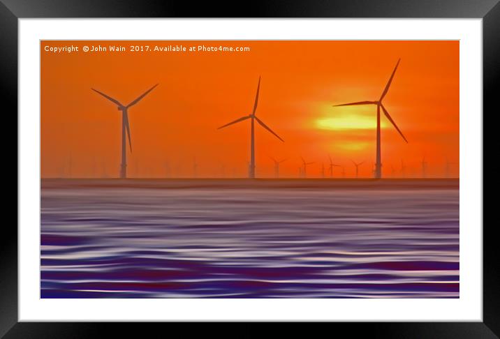 Windmills in the Sun (Digital Art)  Framed Mounted Print by John Wain