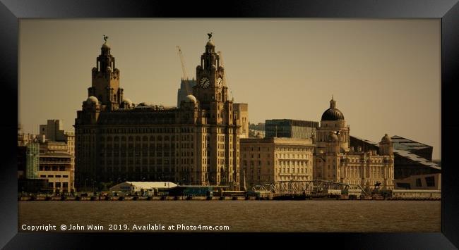 Liverpool Waterfront Skyline Framed Print by John Wain