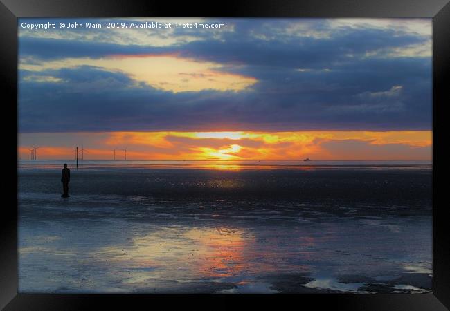 Gormley at Sunset Framed Print by John Wain