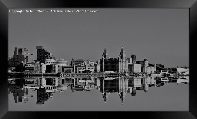 Liverpool Waterfront Skyline (Digital Art) Framed Print by John Wain