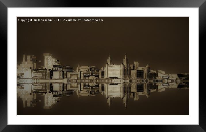 Liverpool Waterfront Skyline (Digital Art) Framed Mounted Print by John Wain