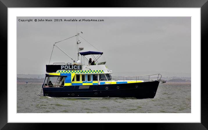 Merseyside Police River Patrol Framed Mounted Print by John Wain