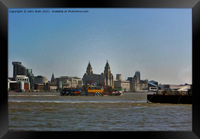 Liverpool Waterfront Skyline (Digital Art) Framed Print by John Wain