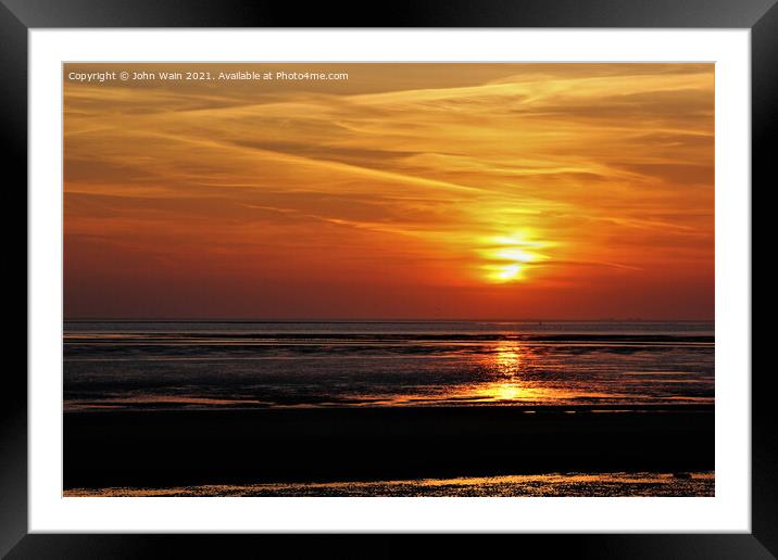 Liverpool Bay Sunset Framed Mounted Print by John Wain