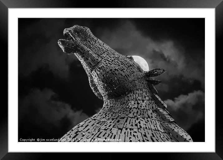 Full Moon at the Kelpies Framed Mounted Print by jim scotland fine art
