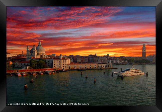 Sunset in Venice Framed Print by jim scotland fine art