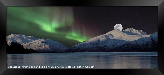 Full Moon Aurora Framed Print by jim scotland fine art