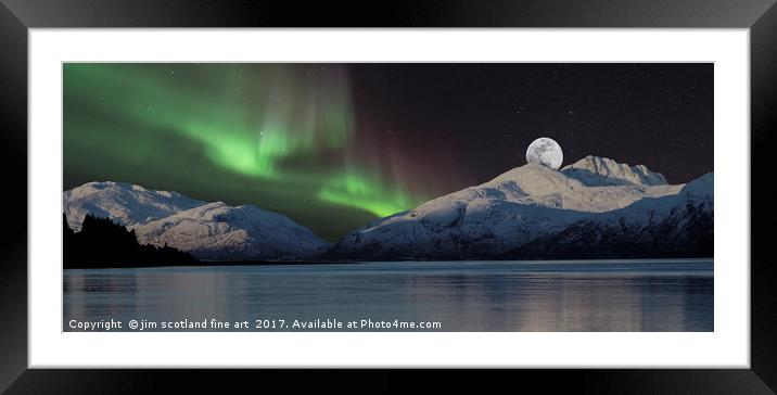 Full Moon Aurora Framed Mounted Print by jim scotland fine art