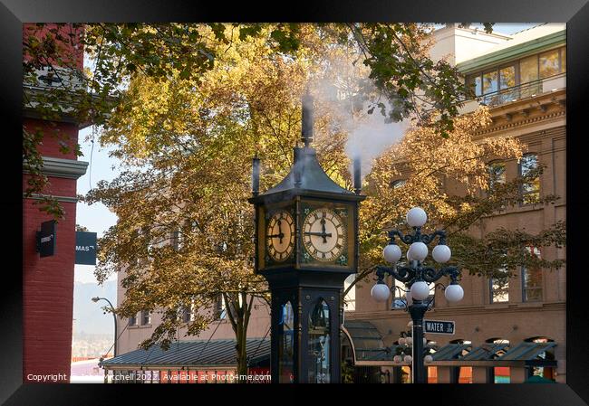 Gastown Steam Clock in Vancouver Framed Print by John Mitchell