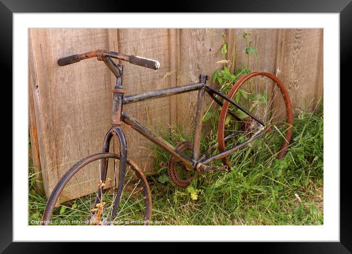 Old Rusty Bike Framed Mounted Print by John Mitchell