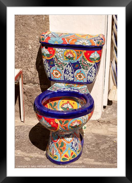 Colourful Mexican Toilet Bowl Framed Mounted Print by John Mitchell