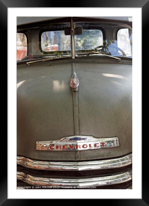 Front of a 1950 Chevrolet Pickup Truck Framed Mounted Print by John Mitchell