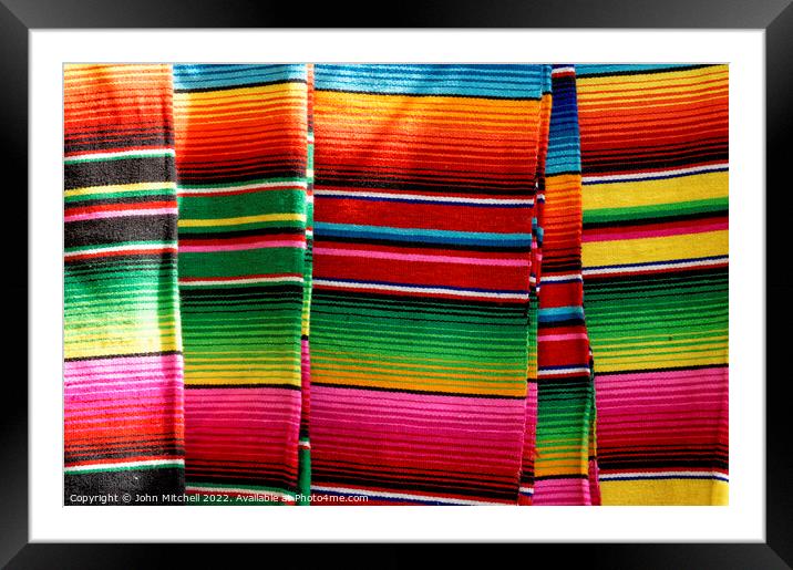 Colorful Mexican Blankets Framed Mounted Print by John Mitchell