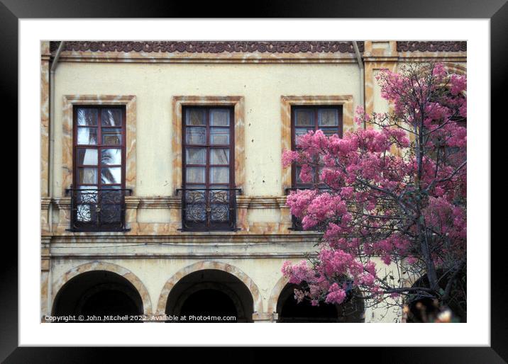 Spanish Colonial Architecture in Cuenca Ecuador Framed Mounted Print by John Mitchell