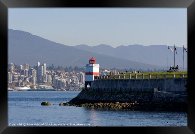 Brockton Point Lighthouse Vancouver Framed Print by John Mitchell