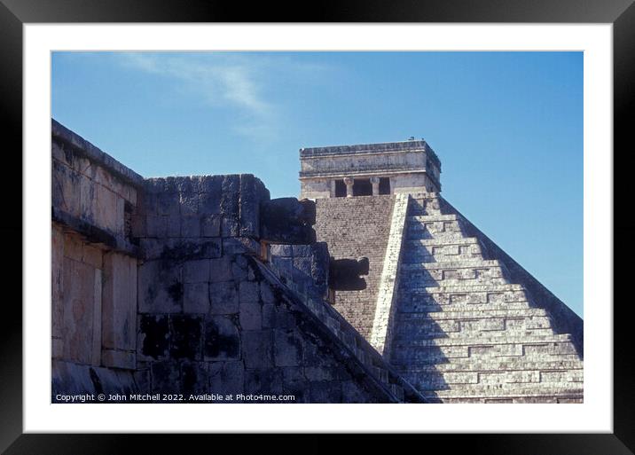 Cuchen Itza Mayan ruins Mexico Framed Mounted Print by John Mitchell