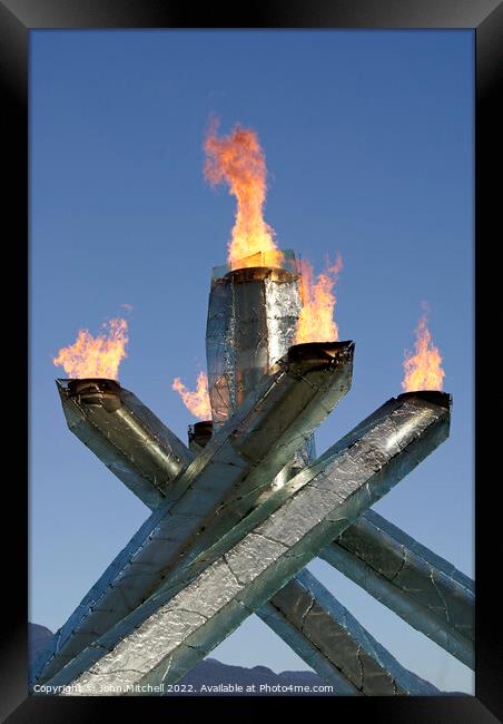 Olympic Cauldron Vancouver 2010 Winter Games Framed Print by John Mitchell