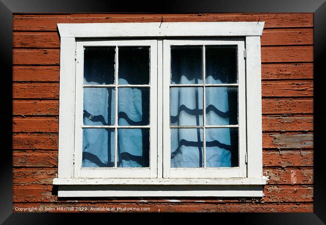Window in a Rustic Wooden Cottage  Framed Print by John Mitchell