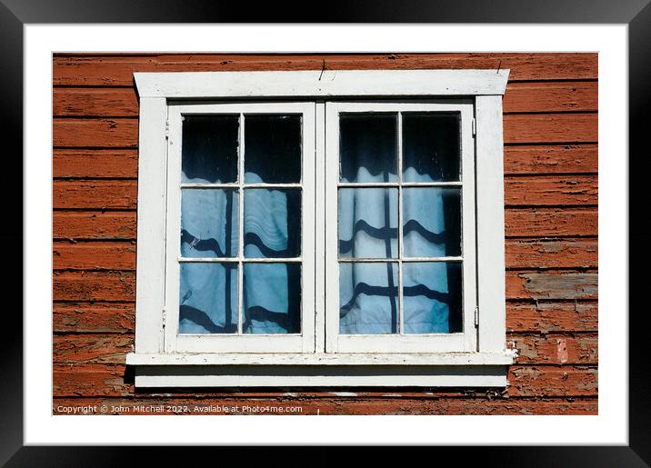 Window in a Rustic Wooden Cottage  Framed Mounted Print by John Mitchell