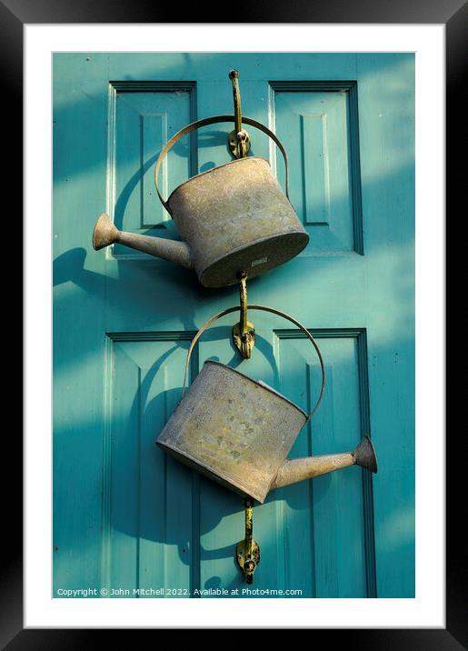 Two Watering Cans Framed Mounted Print by John Mitchell