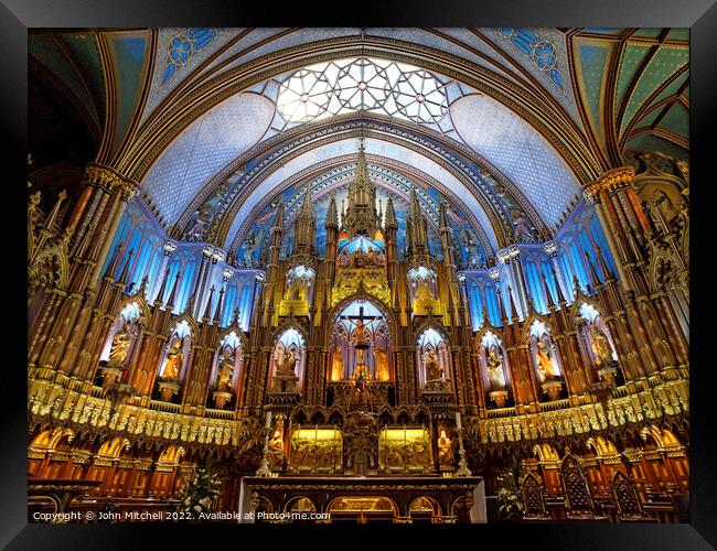 Notre Dame Basilica Altar Montreal Framed Print by John Mitchell