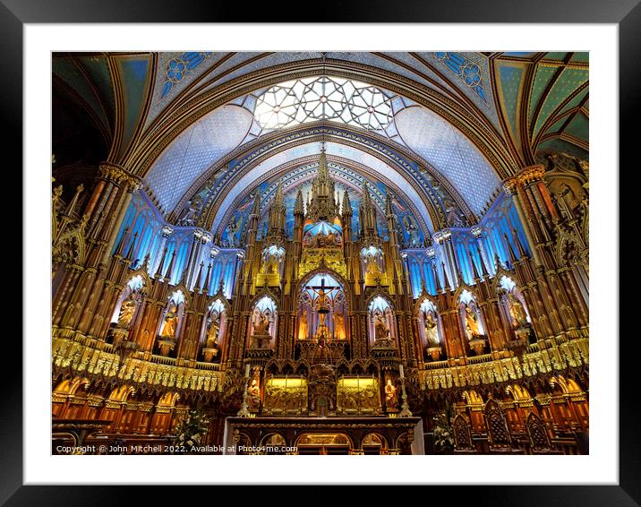 Notre Dame Basilica Altar Montreal Framed Mounted Print by John Mitchell