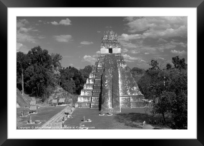 Temple of Grand Jaguar Tikal Guatemala Framed Mounted Print by John Mitchell