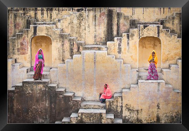 Rajasthan Step Well Clourful Ladies Framed Print by Simon Garvey