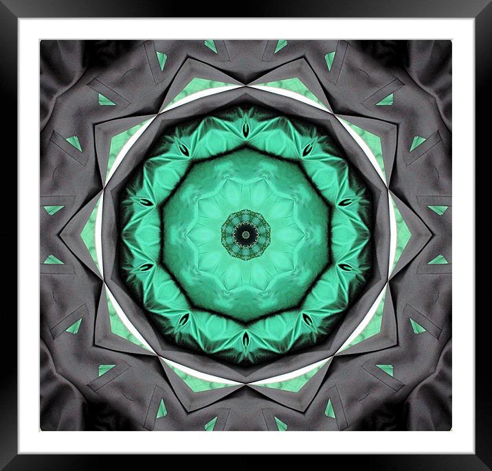 Green and black abstract Framed Mounted Print by Ruth Hallam
