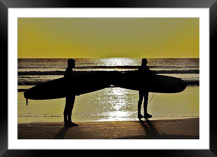 Surfers Framed Mounted Print by Paul Hutchings 